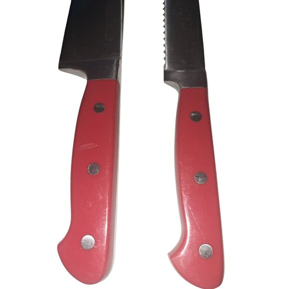 Pioneer Woman 8 Pc Knife Red Handles Stainless Steel Country Kitchen Farmhouse - Picture 10 of 12